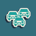 Green Traffic jam on the road icon isolated on green background. Road transport. Long shadow style. Vector Royalty Free Stock Photo