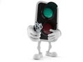 Green traffic light character aiming a gun Royalty Free Stock Photo