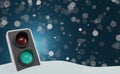 Green traffic light on christmas background Royalty Free Stock Photo