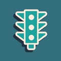 Green Traffic light icon isolated on green background. Long shadow style. Vector Royalty Free Stock Photo
