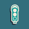 Green Traffic light icon isolated on green background. Long shadow style. Vector Royalty Free Stock Photo