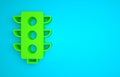 Green Traffic light icon isolated on blue background. Minimalism concept. 3D render illustration Royalty Free Stock Photo