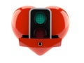 Green traffic light inside heart Royalty Free Stock Photo