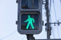 A green traffic light sign that says people can walk or pedestrian walking. This traffic sign was taken in Japan. Royalty Free Stock Photo