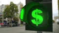 Dollar sign on green traffic light signal. Forex related conceptual 3D rendering