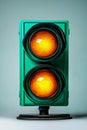 A green traffic light with two yellow lights on it Royalty Free Stock Photo
