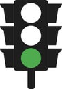 Green Traffic Light vector icon. Traffic signal sign. Go signal Road Instruction, regulation symbol, traffic rules design element