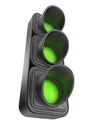 Green traffic lights 3d. Movement road contro