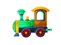 Green train retro cartoon watercolor painting illustration design