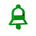 Green Train station bell icon isolated on transparent background.