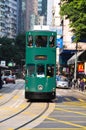 Green Tram, Hong Kong Island Royalty Free Stock Photo