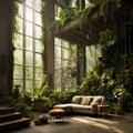 Green Tranquility Indoor Garden Decor. Generative AI
