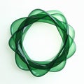 Green transparent abstract shape forms a circular wave pattern. Smooth flowing lines create a dynamic, modern graphic design Royalty Free Stock Photo