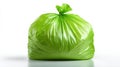 Green Trash Bag Isolated on White Background with Eco-Education Theme Royalty Free Stock Photo