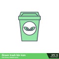 Green trash bin icon in smooth style, with pixel perfect and editable stroke eps 10