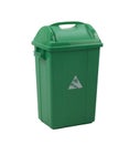 Green trash bin for organic garbage isolated on white