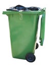 Green trash container isolated over white