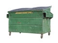 Green Trash or Recycle Dumpster On White with Clipping Path Royalty Free Stock Photo