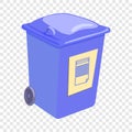 Green trashcan icon, cartoon style Royalty Free Stock Photo