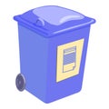 Green trashcan icon, cartoon style Royalty Free Stock Photo