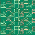 Green Travel Vector Seamless Pattern with suitcases