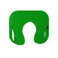 Green Travel neck pillow icon isolated on transparent background. Pillow U-shaped.