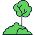 Green tree and bush icon isolated vector