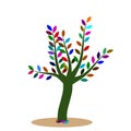 Green tree with colorful leafs vector illustration indicating a healthy environment