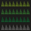 Green tree elements. Forest border graphic. Nature landscape pattern. Vector decorative shapes. Royalty Free Stock Photo