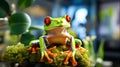 Green tree frog. Generative ai