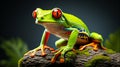 Green tree frog. Generative ai