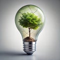 Green Tree Growing Inside a Light Bulb Royalty Free Stock Photo