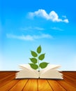 Green tree growing from open book. Royalty Free Stock Photo