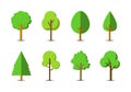 Green tree icon set on white background, Flat forest vector collection, isolated draw nature illustration Royalty Free Stock Photo