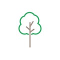 Green tree icon vector. Line color nature symbol isolated. Trend