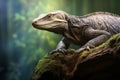 Green Tree Iguana, Iguana iguana, unusual orange color morph. Giant iguana portrait is resting. This is the residual dinosaur Royalty Free Stock Photo