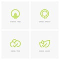 Green tree and leaves - nature logo set Royalty Free Stock Photo