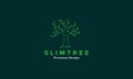 Green tree lines with small leaf logo design vector symbol icon illustration