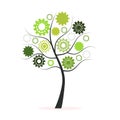 Green tree made from cogs and gears vector