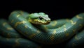 Green Tree Python Closeup Dark Background Wildlife Photography Royalty Free Stock Photo