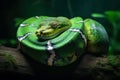 Green tree python closeup