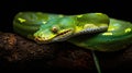 Green Tree Python Coiled on Branch in Natural Habitat Royalty Free Stock Photo
