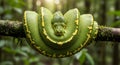 Green tree python coiled on a jungle branch Royalty Free Stock Photo