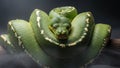 Green Tree Python Coiled, Striking a Dramatic Pose in Studio with a Dark Background Royalty Free Stock Photo