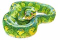 Green tree python, Pastel-colored, in hand-drawn style, watercolor, isolated on white background Royalty Free Stock Photo