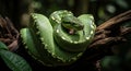 Green Tree Python Resting On A Branch With Natural Environment Closeup Detailed View Of Scaly Skin And Beautiful Head Shape Royalty Free Stock Photo