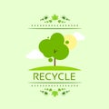 Green tree recycle flat eco icon vector