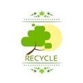 Green tree recycle flat eco icon vector