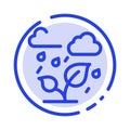 Green, Trees, Cloud, Leaf Blue Dotted Line Line Icon