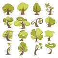 Green trees flat vector icons eco nature symbols of tree leaf Royalty Free Stock Photo